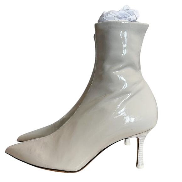 Rag & Bone Brea Patent Oyster Grey Pointed Toe Ankle Boot Size 37 - Picture 10 of 10